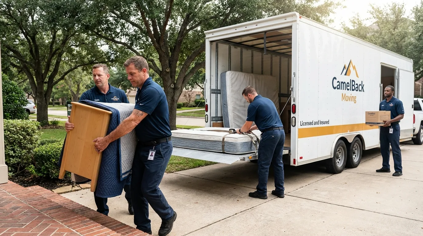 Crew loading residential truck for cross-state move from Perry, GA