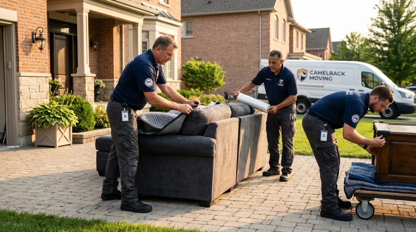 Large estate moving crew wrapping furniture in Perry, GA