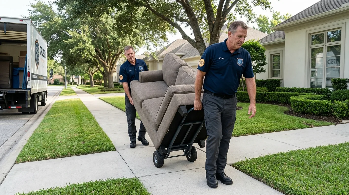 Local residential moving crew loading furniture in Perry, GA