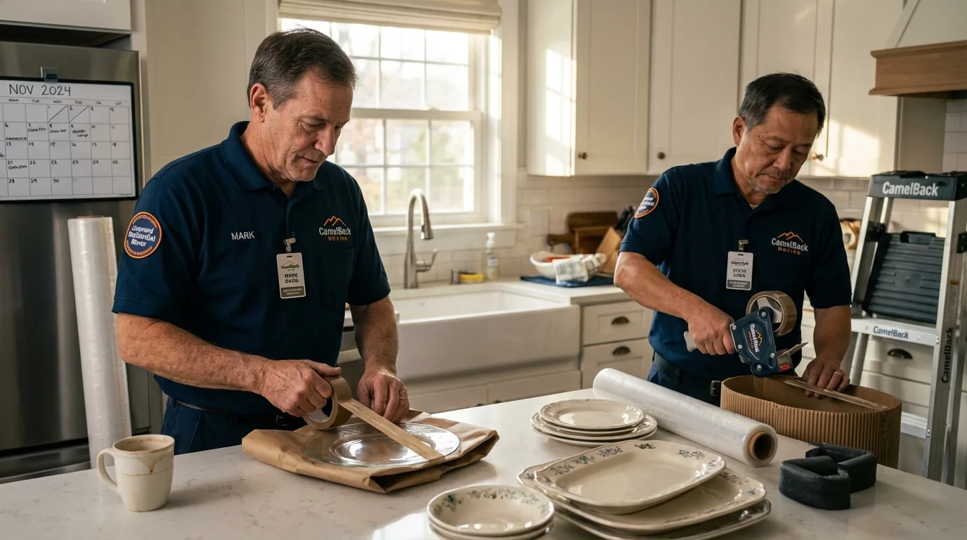 Professional crew packing kitchen dishware in Perry, GA